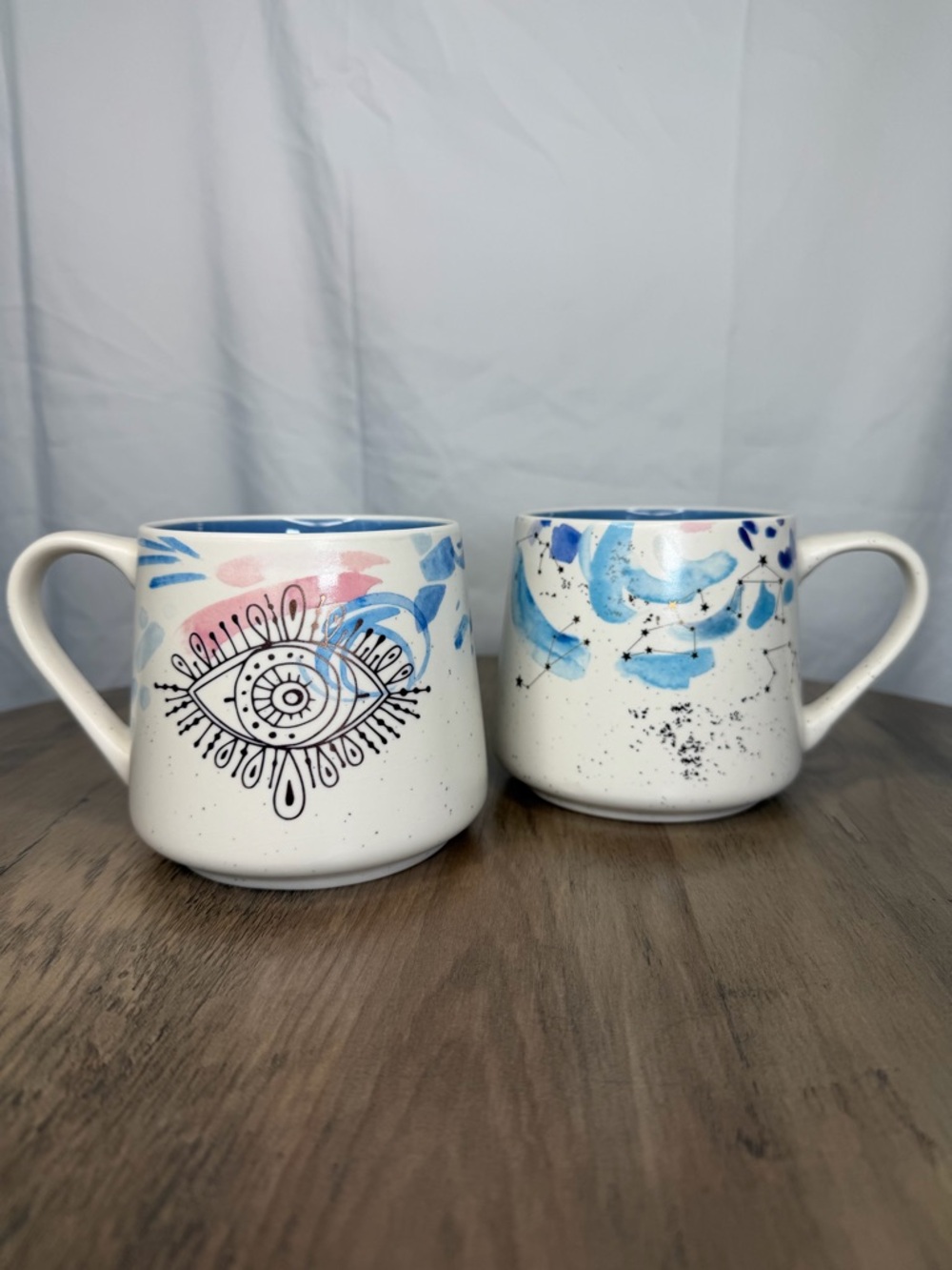 Stay Wild Moon Child  Ceramic Evil Eye & Celestial Constellation Coffee Mug Set
